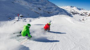 is, Skigebiet, Skifahren, Piste, Schnee, Sonne, SnowXpark, Schneemobil